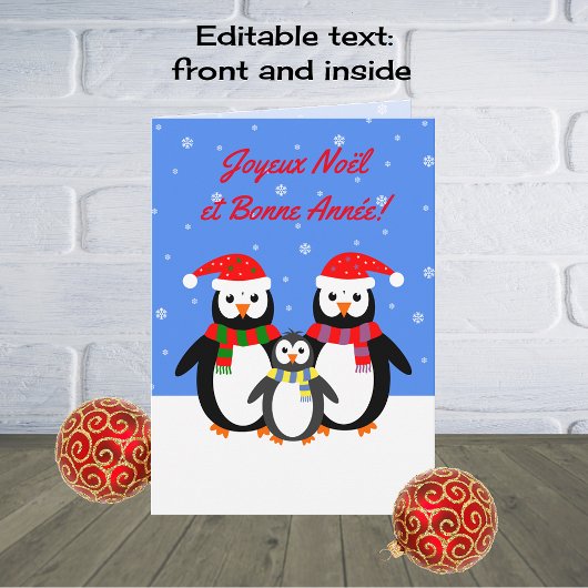Joyeux Weihnachten Bonne Annee Pinguine, französis