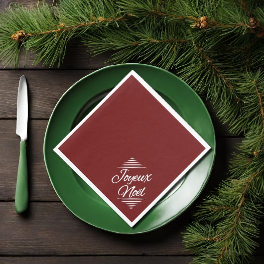 Joyeux Weihnachten - bordeauxweiß Serviette