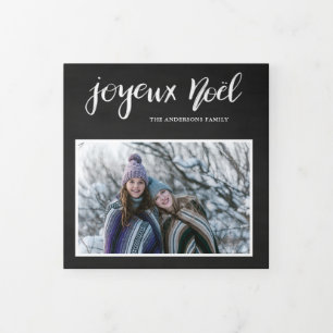 Joyeux Weihnachten Chalkboard Vintages Multi-Fot Dreifach Gefaltete Urlaubskarte