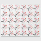 Joyeux Weihnachten Eiffel Tower Geschenkpapier (Flach)
