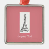 Joyeux Weihnachten Eiffelturm Französische Weihnac Silbernes Ornament (Vorne)