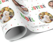 "Joyeux Weihnachten" Farbige, fette Buchstaben Geschenkpapier (Rolleneckpunkt)