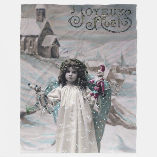 Joyeux Weihnachten Fleecedecke (Vorderseite)
