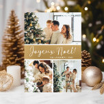 Joyeux Weihnachten FotoCollage<br><div class="desc">Diese fantastische 3-Foto-Urlaubskarte mit "Joyeux Weihnachten!" in einem modernen Drehbuch-Schriftart und Ihrem Familiennamen und Jahr in einem sauberen,  klassischen Schriftart mit Kappe,  beides in weiß auf goldfarben mit einem passenden Rücken,  ist ideal für den Versand an Ihre Familie und Freunde. Jeder wird Liebe bekommen neue Fotos Ihrer Familie!</div>