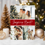 Joyeux Weihnachten FotoCollage<br><div class="desc">Diese fantastische 3-Foto-Urlaubskarte mit "Joyeux Weihnachten!" in einem modernen Skript-Schriftart und Ihrem Familiennamen und Jahr in einem sauberen,  klassischen -Schriftart,  beide in Weiß auf Rot mit einem passenden Rücken ist ideal für den Versand an Ihre Familie und Freunde. Jeder wird Liebe bekommen neue Fotos Ihrer Familie!</div>