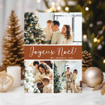 Joyeux Weihnachten FotoCollage<br><div class="desc">Diese fantastische 3-Foto-Urlaubskarte mit "Joyeux Weihnachten!" in einem modernen Drehbuch-Schriftart und Ihrem Familiennamen und Jahr in einem sauberen,  klassischen Schriftart mit Kappe,  sowohl in Weiß auf Terrakotta mit einem passenden Rücken,  ist ideal für den Versand an Ihre Familie und Freunde. Jeder wird Liebe bekommen neue Fotos Ihrer Familie!</div>