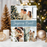 Joyeux Weihnachten FotoCollage<br><div class="desc">Diese fabelhafte 3-Foto-Urlaubskarte mit "Joyeux Weihnachten!" in einem modernen Skript-Schriftart und Ihrem Familiennamen und Jahr in einem sauberen,  klassischen -Schriftart,  sowohl in Weiß als auch in staubblau mit einem passenden Rücken,  ist ideal für den Versand an Ihre Familie und Freunde. Jeder wird Liebe bekommen neue Fotos Ihrer Familie!</div>