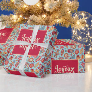 Joyeux Weihnachten Franz frohe Weihnachtsfiguren Geschenkpapier