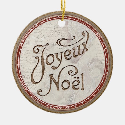 Joyeux Weihnachten Französisch Chic Merry Christma Keramik Ornament (Vorne)