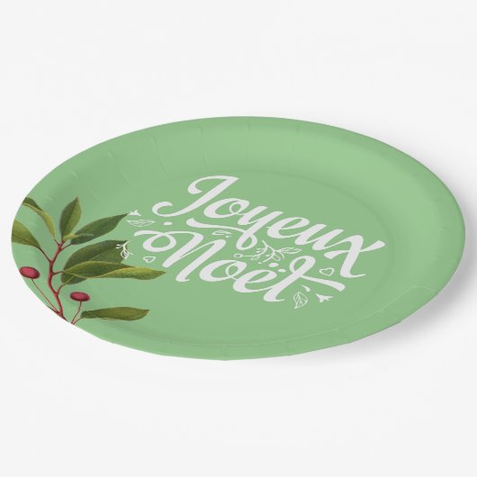 Joyeux Weihnachten Französisch Frohe Weihnachten R Pappteller (Schrägansicht)