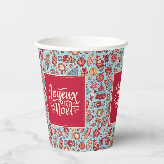 Joyeux Weihnachten Französisch Frohe Weihnachtsvol Pappbecher (Vorderseite)