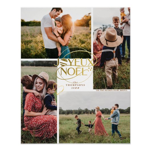Joyeux Weihnachten Französisch Weihnachten Vier Fo Poster (Vorderseite)