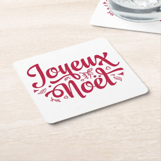 Joyeux Weihnachten Französisch Weihnachtsgrüße rot Rechteckiger Pappuntersetzer (angewinkelt)