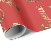 Joyeux Weihnachten Französisch Weihnachtsrot und G Geschenkpapier (Rolleneckpunkt)