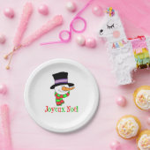 Joyeux Weihnachten Französischer Cartoon Snowman W Pappteller (Party)