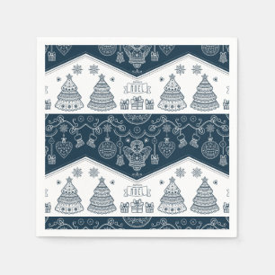 Joyeux Weihnachten Französischer Volkskunst Blauer Serviette