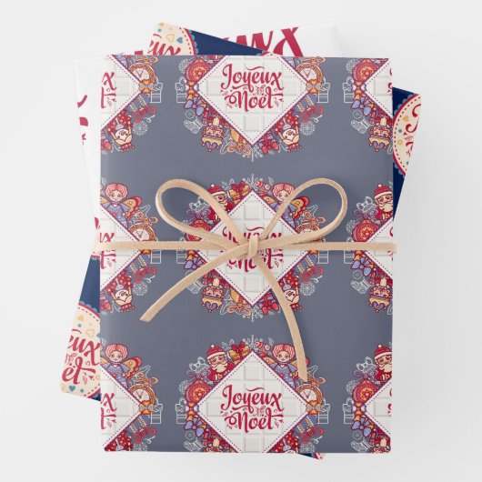 Joyeux Weihnachten Französischer Weihnachtsgrüße Geschenkpapier Set (Beispiel)