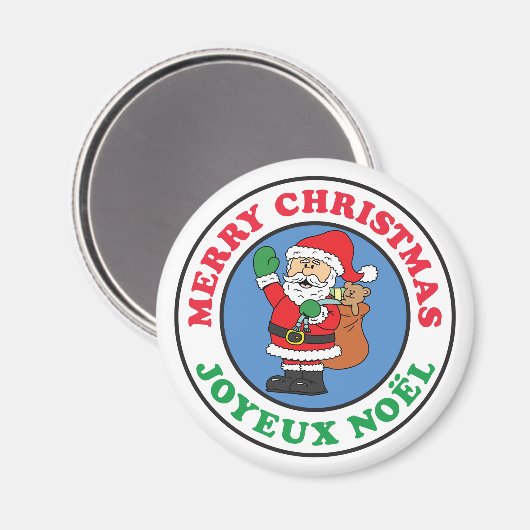 Joyeux Weihnachten French Christmas Santa Magnet (Vorderseite/Rückseite)