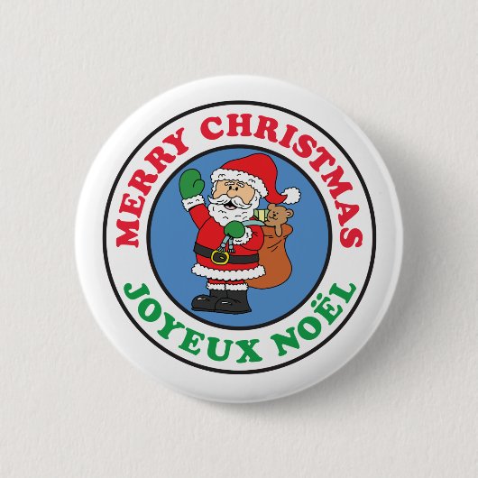 Joyeux Weihnachten French Christmas Weihnachtsscha Button (Vorderseite)