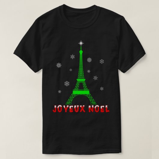 Joyeux Weihnachten French Paris Eiffel Tower Merry T-Shirt (Design vorne)