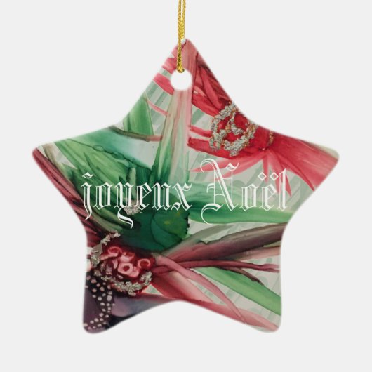 Joyeux Weihnachten / Frohe Weihnachten auf Französ Keramik Ornament (Vorne)