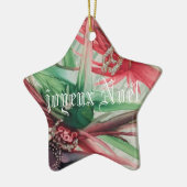 Joyeux Weihnachten / Frohe Weihnachten auf Französ Keramik Ornament (Links)