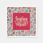 Joyeux Weihnachten Frohe Weihnachtsfritte Muster Serviette (Vorderseite)