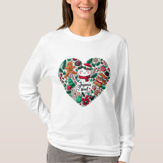 Joyeux Weihnachten Frohe Weihnachtsherz T-Shirt