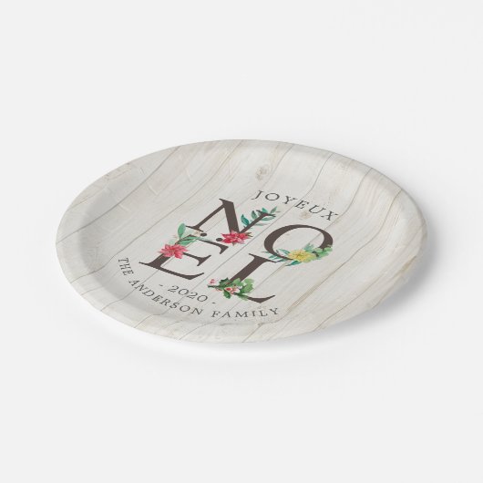 Joyeux Weihnachten Frohe Weihnachtswünsche Neues J Pappteller (Schrägansicht)