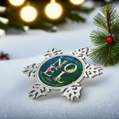 Joyeux Weihnachten Frohe Weihnachtswünsche Neues J Schneeflocken Zinn-Ornament