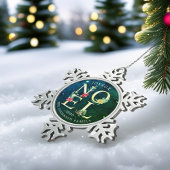 Joyeux Weihnachten Frohe Weihnachtswünsche Neues J Schneeflocken Zinn-Ornament