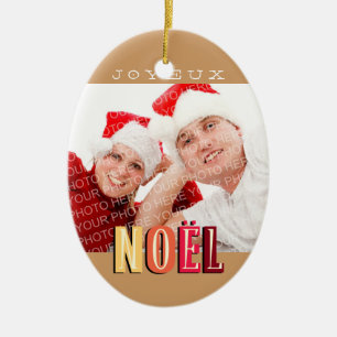Joyeux Weihnachten funky earth braune Weihnachtsfe Keramikornament