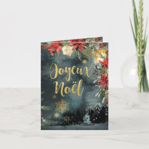 Joyeux Weihnachten Gold Calligraphy Woodland Flora