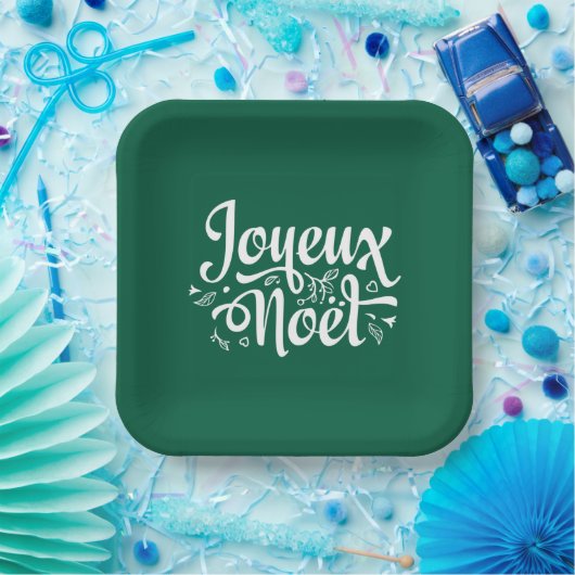 Joyeux Weihnachten Green Pappteller (Party)