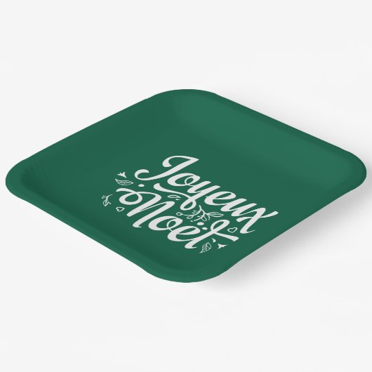 Joyeux Weihnachten Green Pappteller (Gewinkelt)