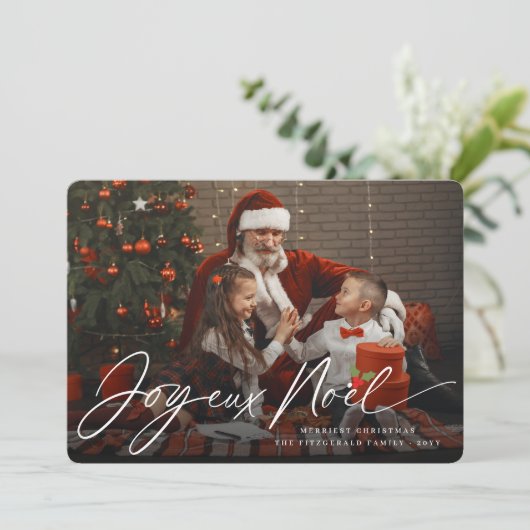 Joyeux Weihnachten Handwriting Script Weihnachtsge (Stehend Vorderseite)