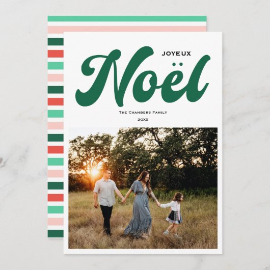 Joyeux Weihnachten Helles Foto Design grün (Vorne/Hinten)