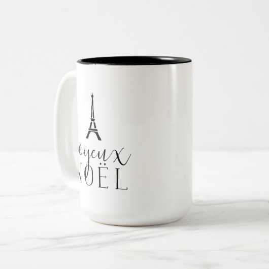 Joyeux Weihnachten | Holiday Eiffel Tower Zweifarbige Tasse (Vorderseite Links)