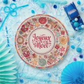 Joyeux Weihnachten Jahrgang Weihnachtsfiguren Folk Pappteller (Party)