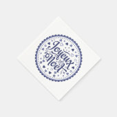 Joyeux Weihnachten Kalligraphie Typografie Blau-Ch Serviette (Ecke)