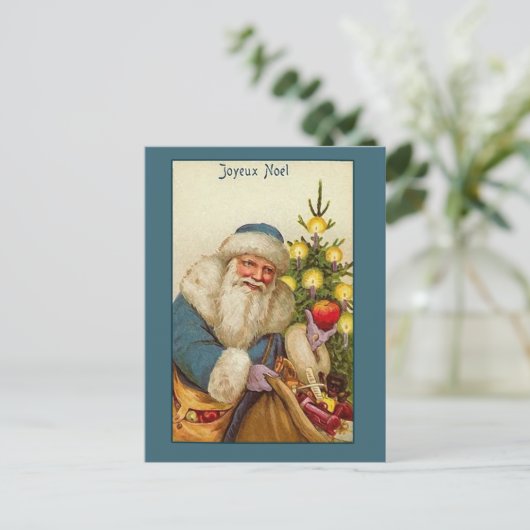 Joyeux Weihnachten mit Vintager Weihnachtskarte (Stehend Vorderseite)