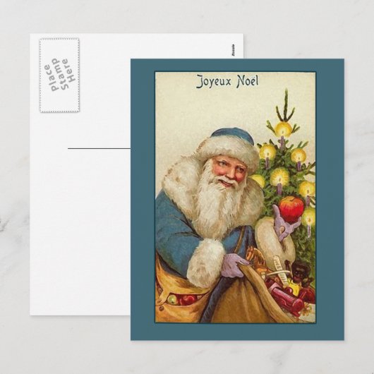 Joyeux Weihnachten mit Vintager Weihnachtskarte (Vorne/Hinten)