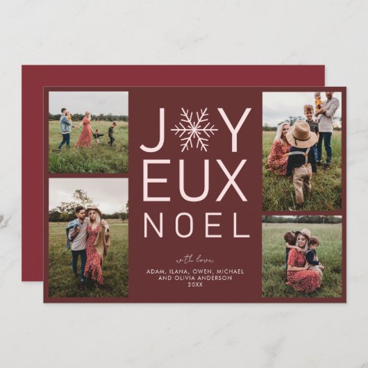 Joyeux Weihnachten Modern Holiday Card Einladung (Vorne/Hinten)