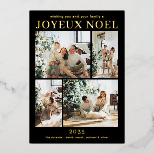Joyeux Weihnachten Multi Foto Gold Folien Feiertagskarte