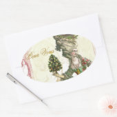 Joyeux Weihnachten Ovaler Aufkleber (Umschlag)