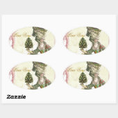 Joyeux Weihnachten Ovaler Aufkleber (Blatt)