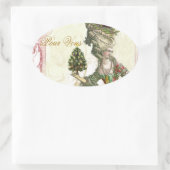 Joyeux Weihnachten Ovaler Aufkleber (Tasche)