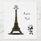 Joyeux Weihnachten Paris Weinetikett (Einzelnes Label)