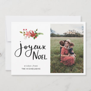 Joyeux Weihnachten   Poinsettia Script-Foto