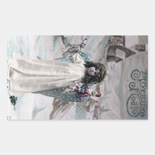 Joyeux Weihnachten Rechteckiger Aufkleber (Vorderseite)